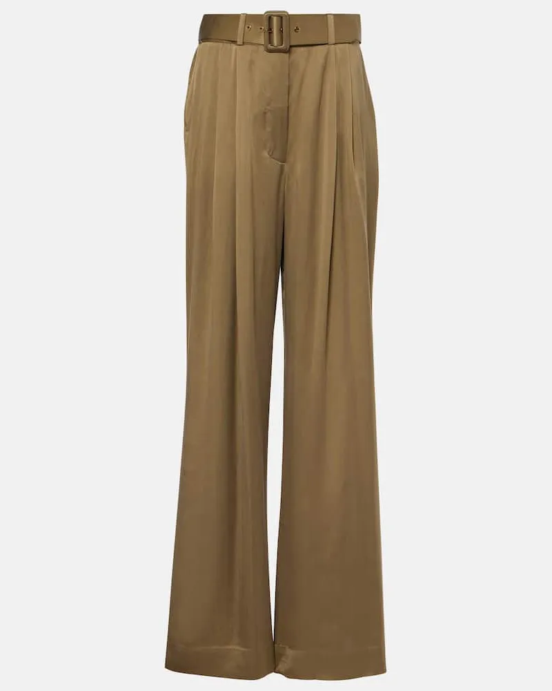Zimmermann Weite Hose Tuck aus Seide Grün