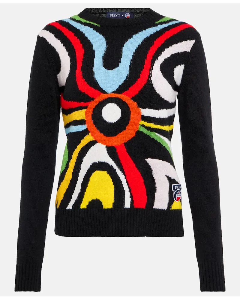 Emilio Pucci X Fusalp Pullover Marmo aus Wolle Schwarz