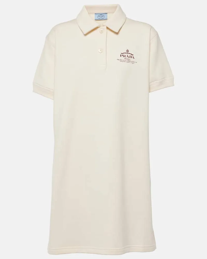 Prada Polokleid aus Baumwoll-Fleece Weiß