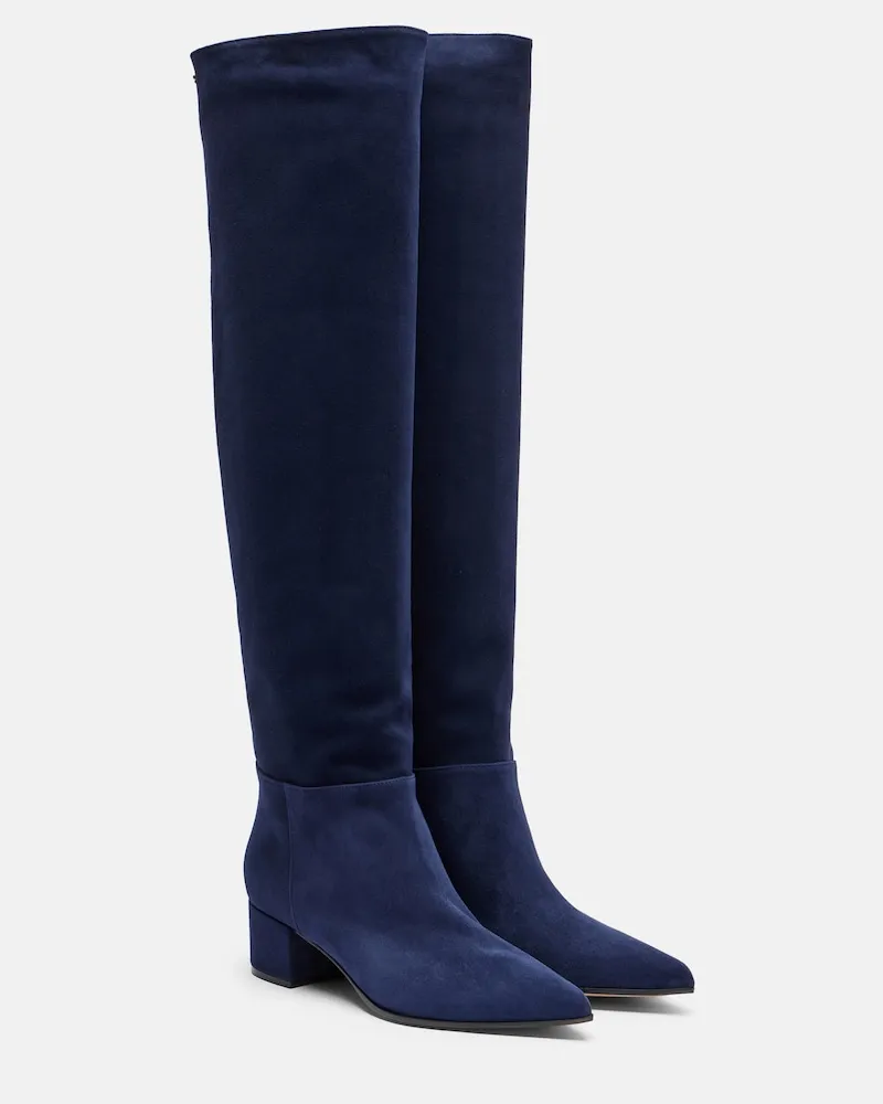Gianvito Rossi Stiefel aus Veloursleder Blau