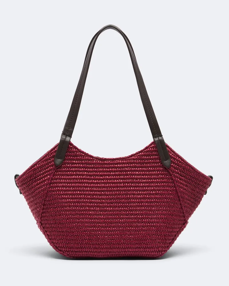 Brunello Cucinelli Tote Bag Monili mit Leder Burgunderrot