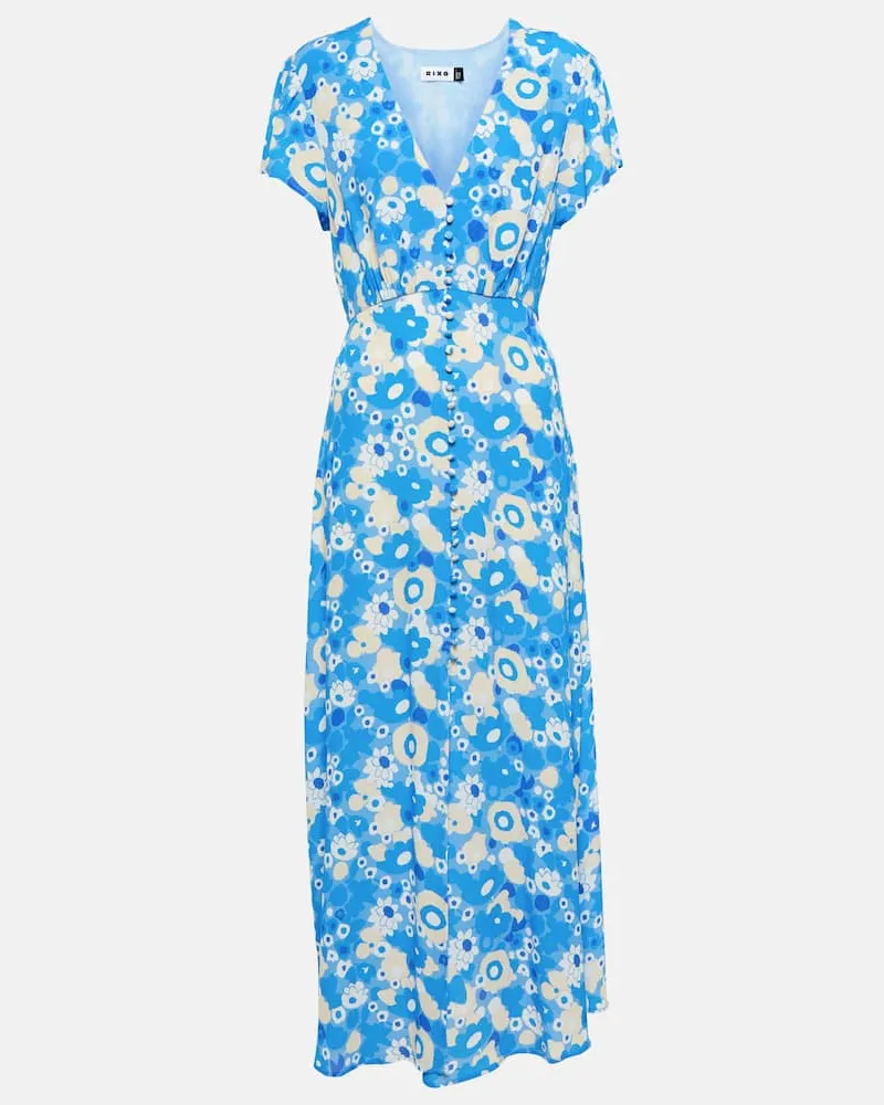 RIXO Midikleid aus Crêpe Blau