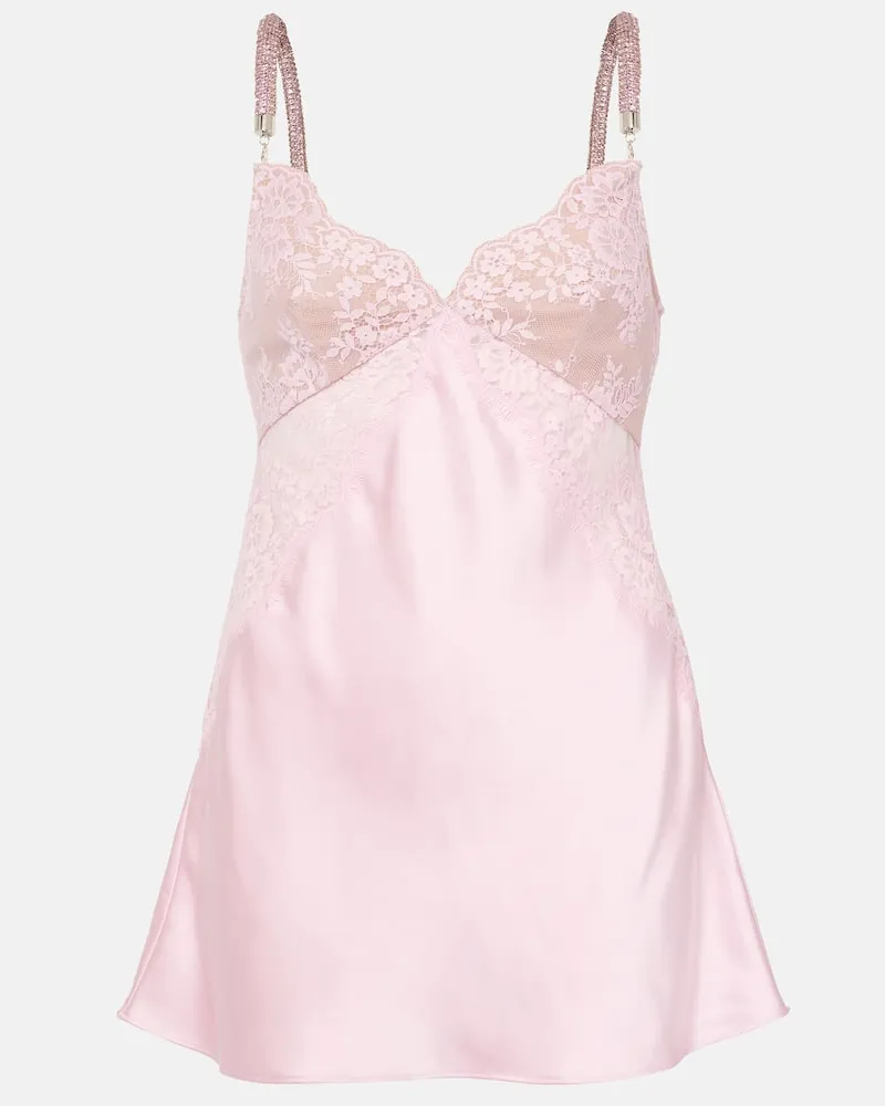 Self-Portrait X Christopher Kane Minikleid mit Spitze und Kristallen Pink