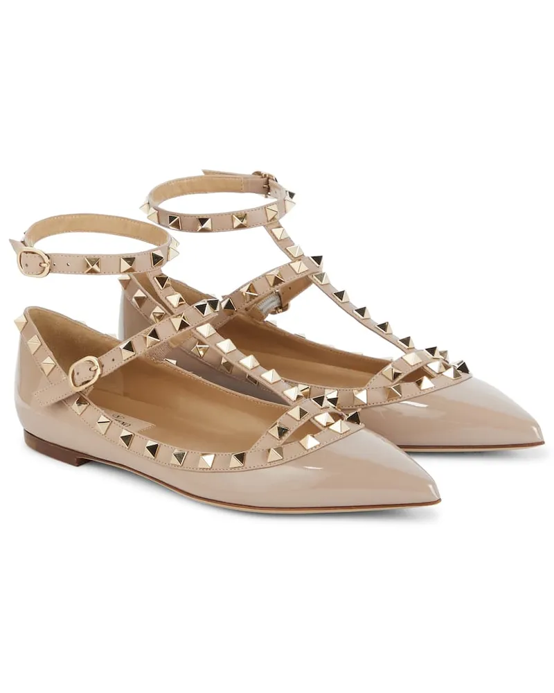 Valentino Garavani Ballerinas Rockstud aus Lackleder Pink