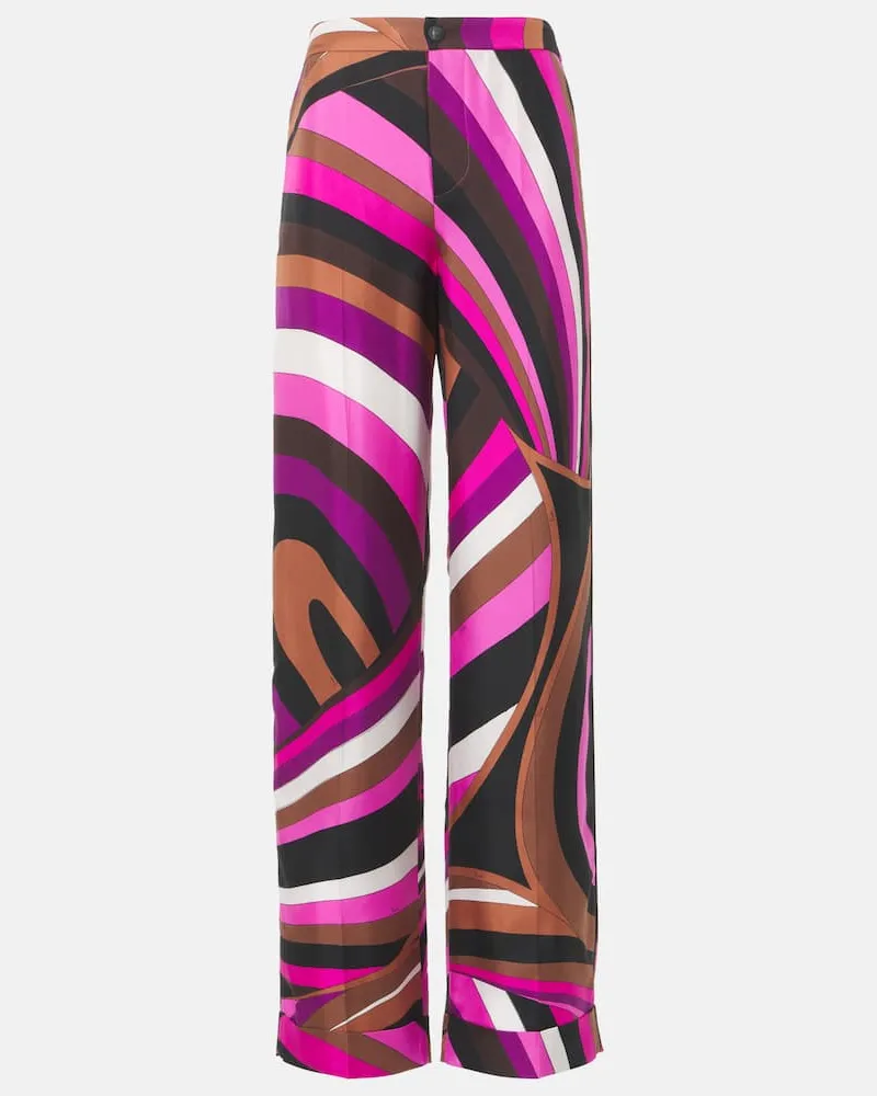 Emilio Pucci Weite High-Rise-Hose Iride aus Seiden-Twill Pink