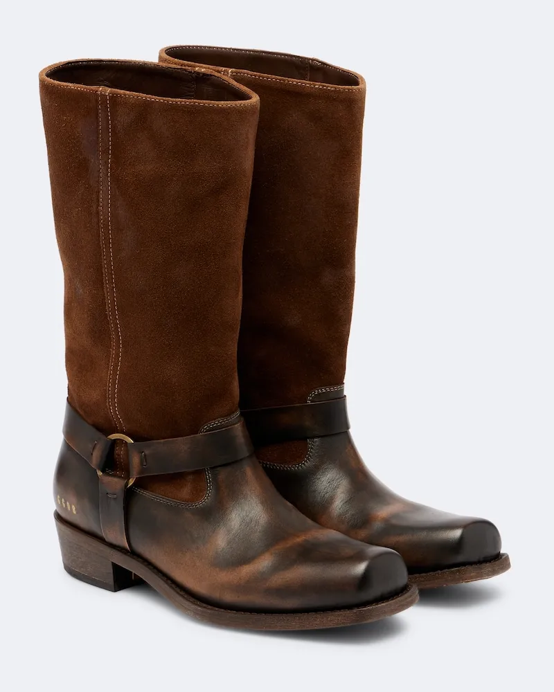 Golden Goose Stiefel Biker aus Leder Braun