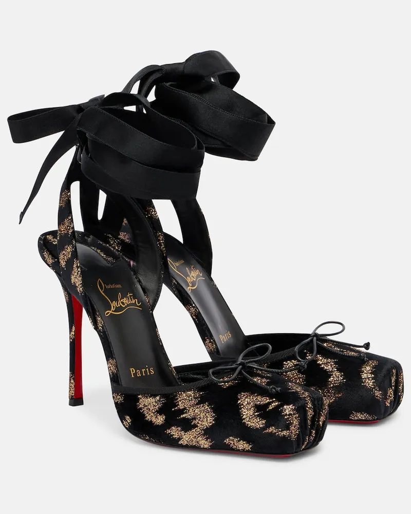 Christian Louboutin Pumps Cassia 100 aus Samt und Lamé Schwarz