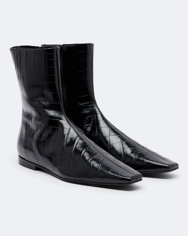 Totême Ankle Boots aus Leder Schwarz