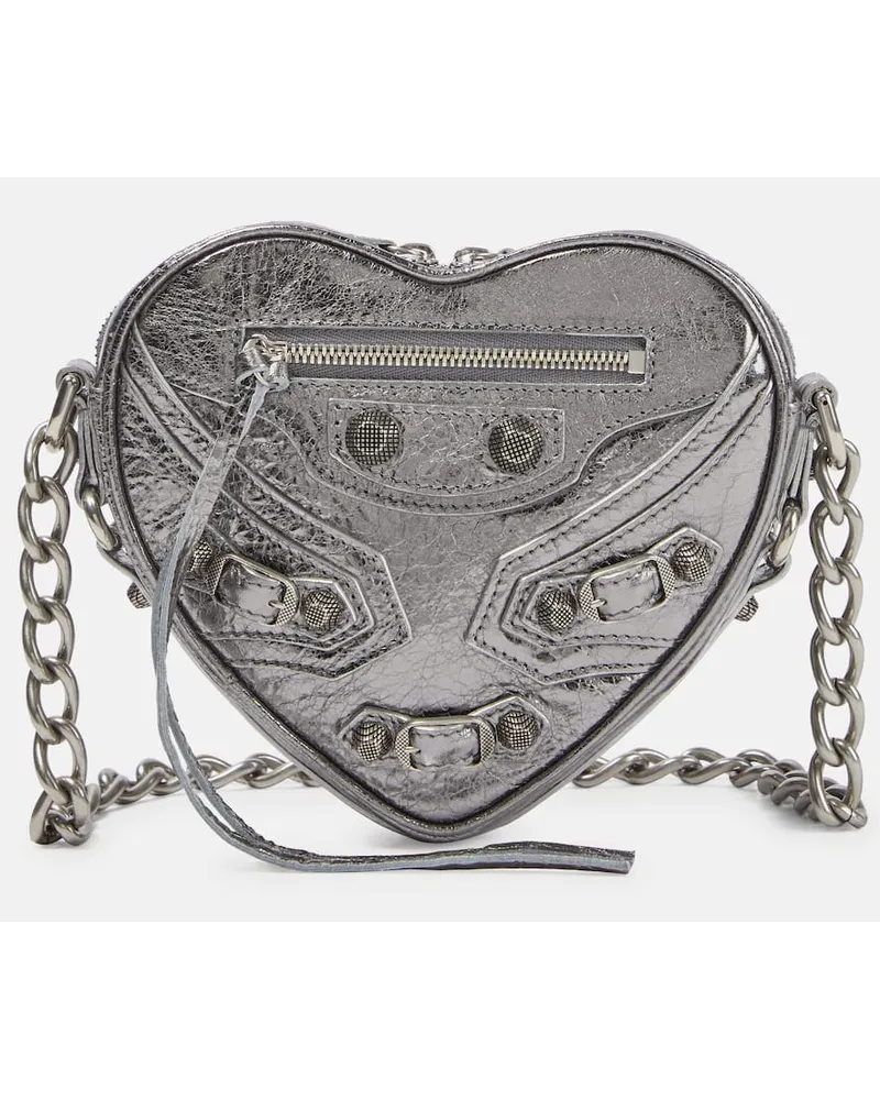 Balenciaga Schultertasche Le Cagole Heart Mini Silber