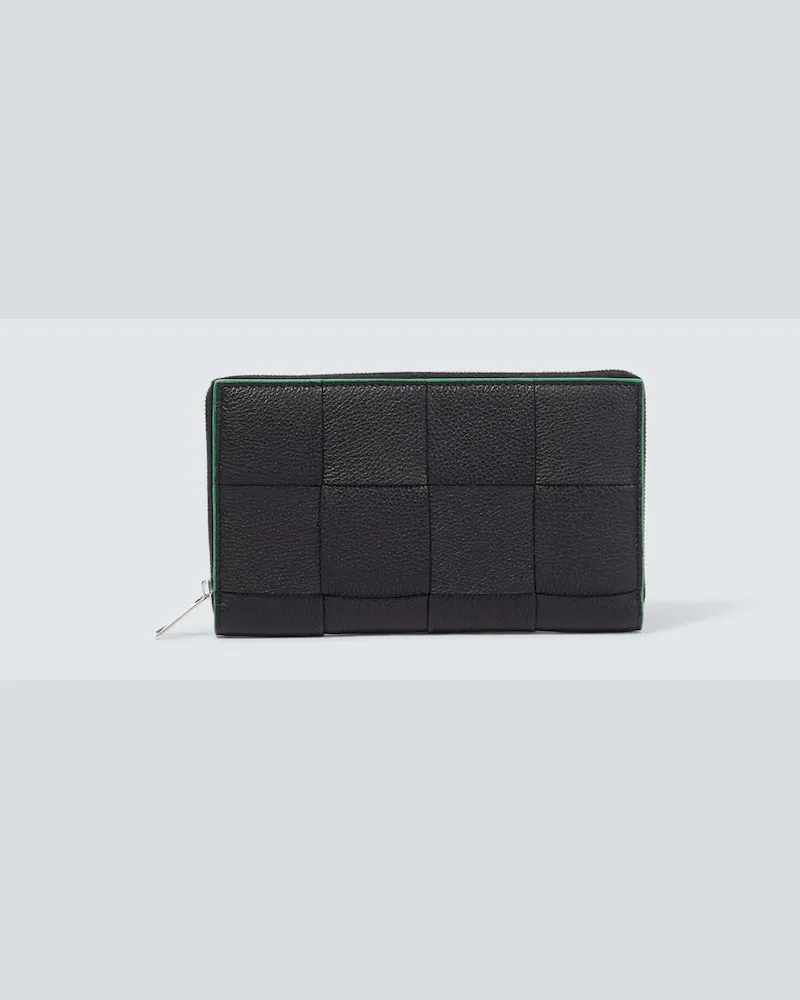 Bottega Veneta Portemonnaie Intreccio aus Leder Schwarz