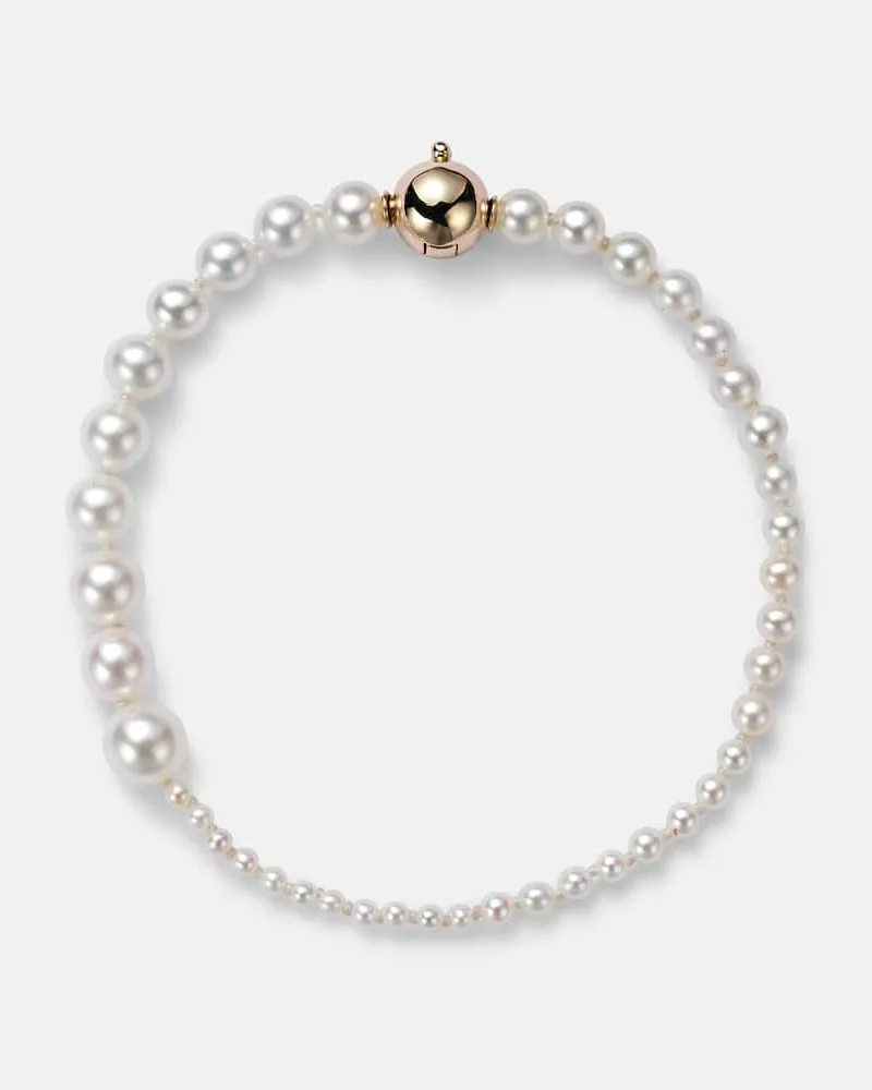 Sophie Bille Brahe Armband Peggy aus Süßwasserperlen mit 14kt Gelbgold Weiß