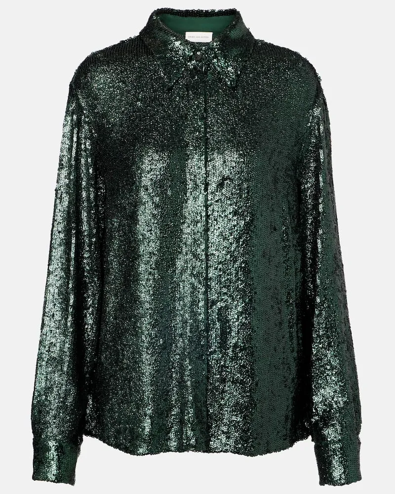 Dries van Noten Hemd mit Pailletten Grün
