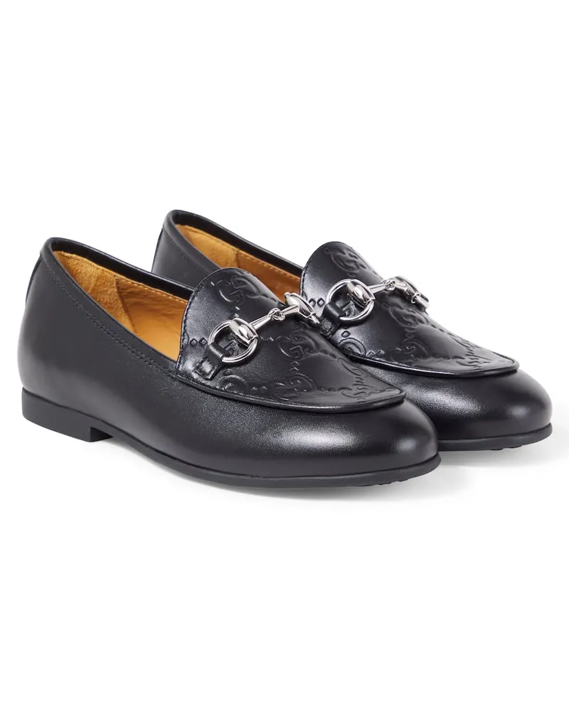 Gucci Loafers GG Horsebit aus Leder Schwarz