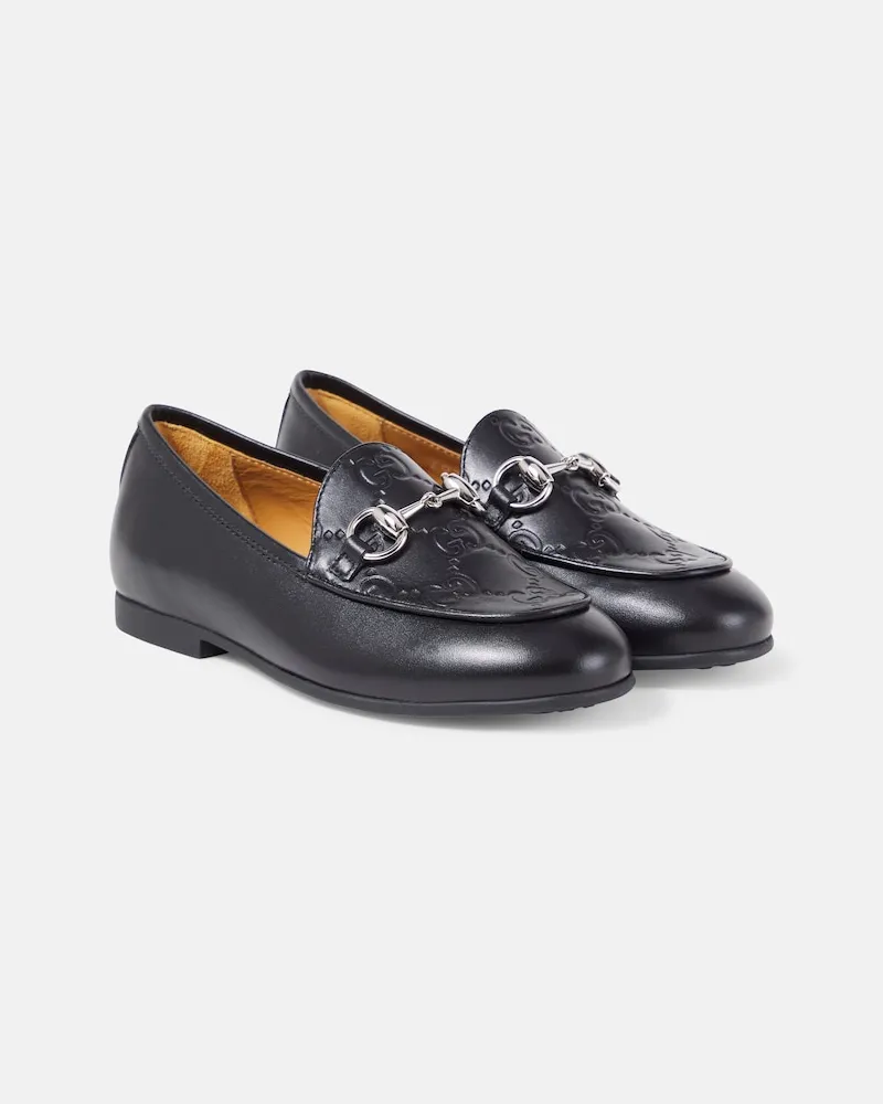 Gucci Loafers GG Horsebit aus Leder Schwarz