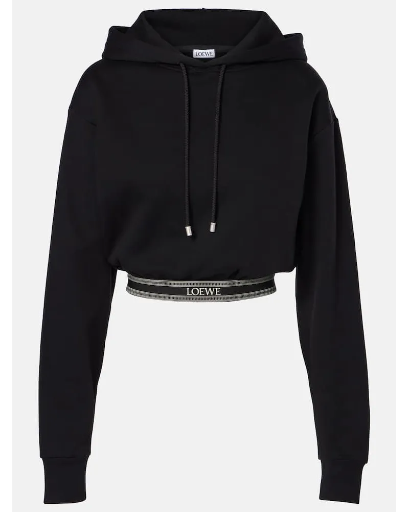 Loewe Cropped-Hoodie aus Baumwoll-Jersey Schwarz