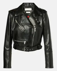 Alexander McQueen Cropped-Bikerjacke aus Leder Schwarz