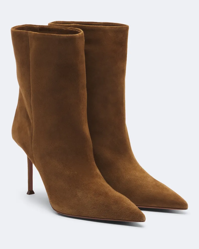 Aquazzura Ankle Boots Harper aus Veloursleder Braun