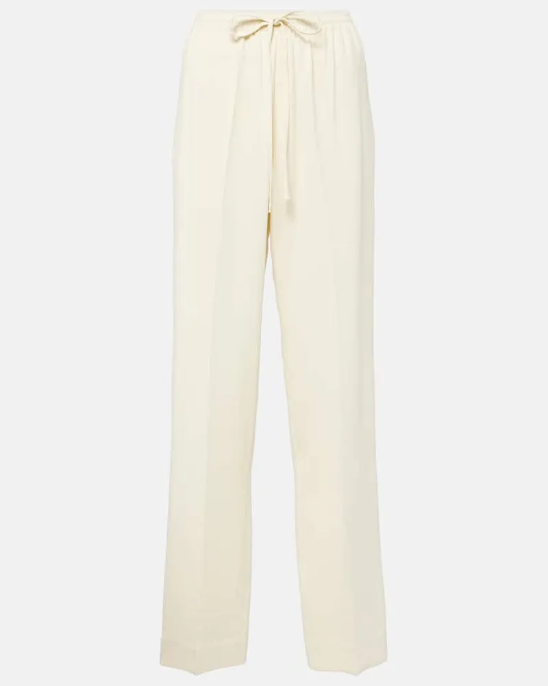 ASCENO Gerade Hose Aurelia aus Crêpe Weiß