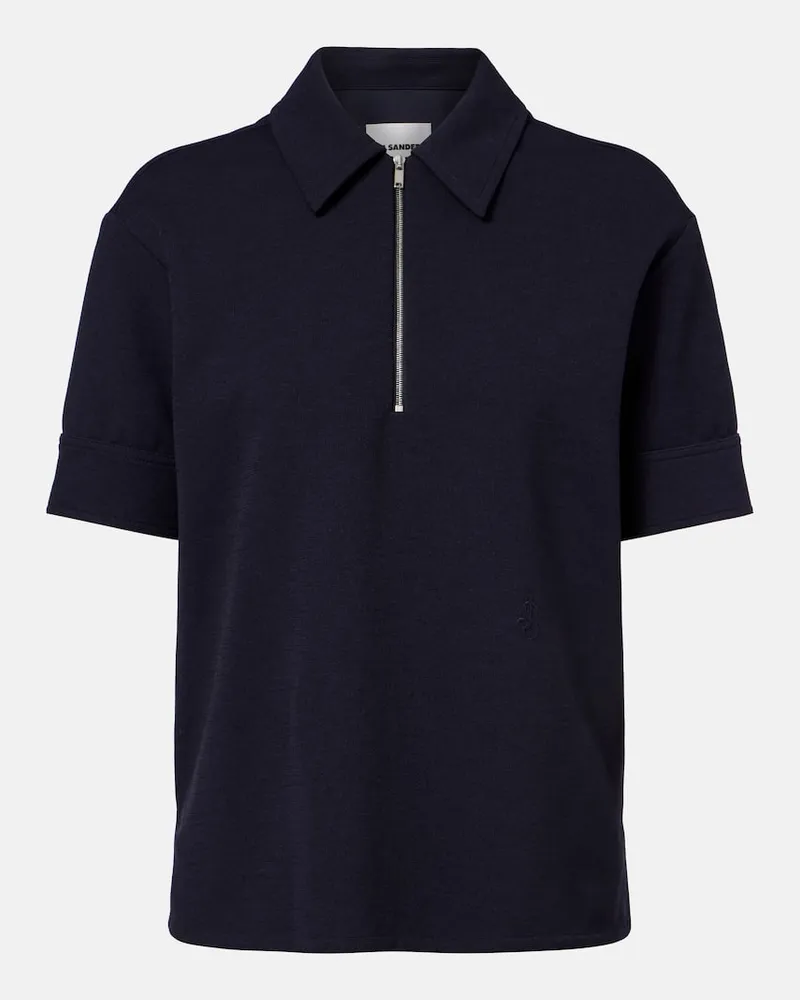 Jil Sander Polohemd aus Jersey Blau