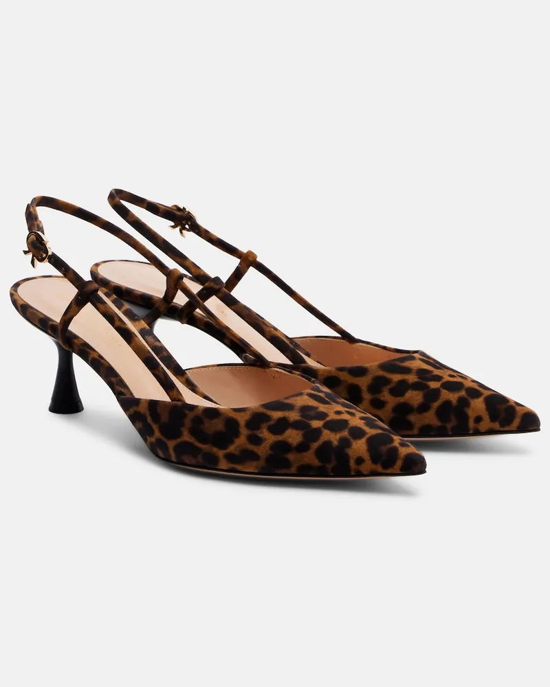 Gianvito Rossi Slingback-Pumps Ascent aus Veloursleder Braun