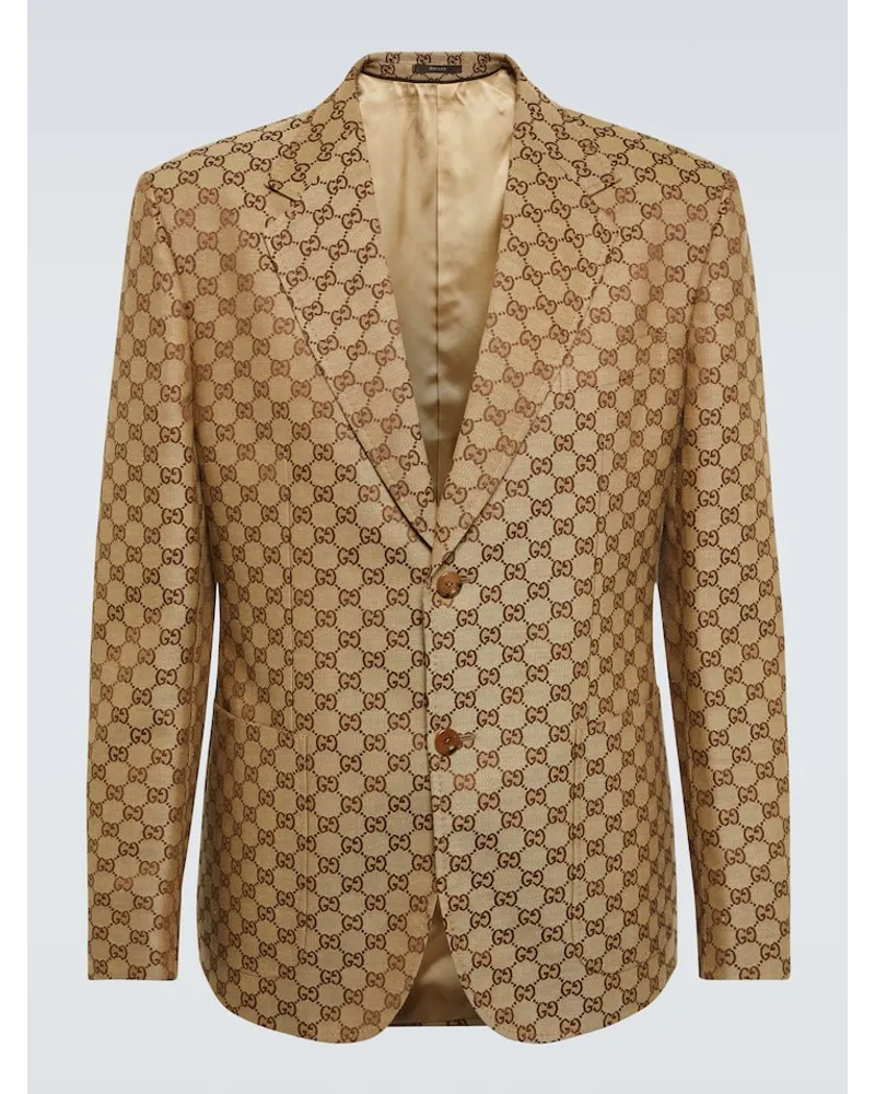 Gucci Blazer GG aus einem Leinengemisch Braun