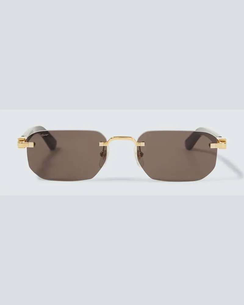 Cartier Eckige Sonnenbrille Signature C Grau
