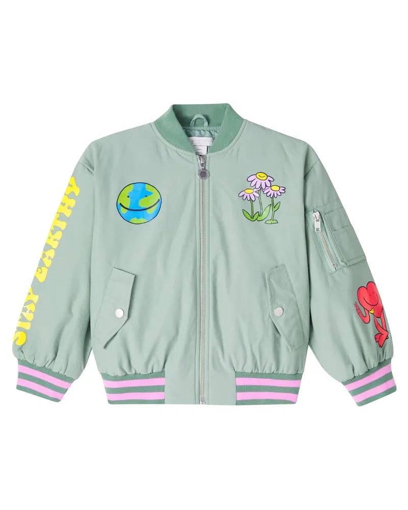 Stella McCartney Kids Bedruckte Bomberjacke aus einem Baumwollgemisch Multicolor
