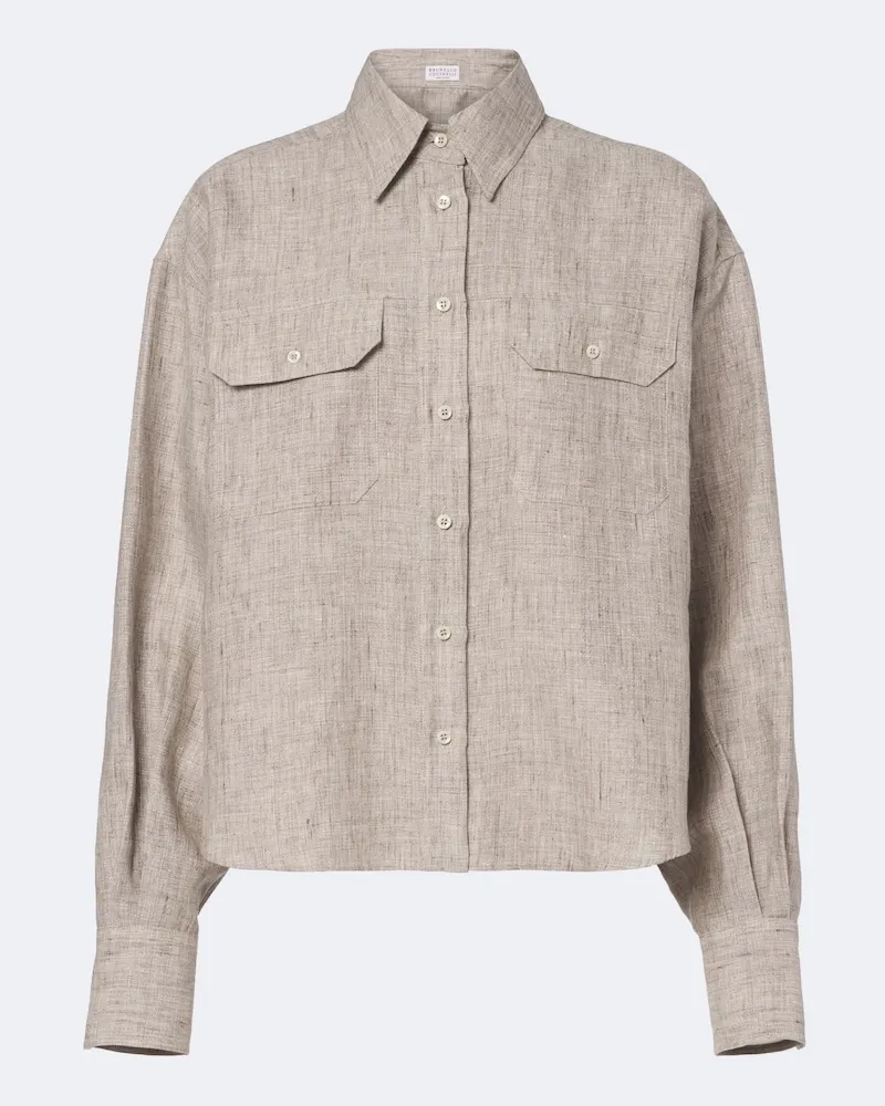 Brunello Cucinelli Hemd aus Leinen Grau
