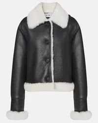 Loewe Lederjacke mit Shearling Schwarz