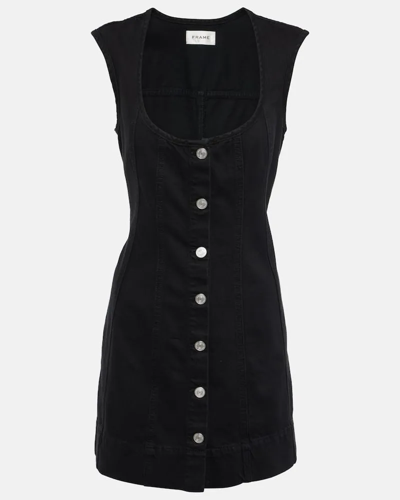 Frame Denim Minikleid The Seamed Scoop aus Denim Schwarz