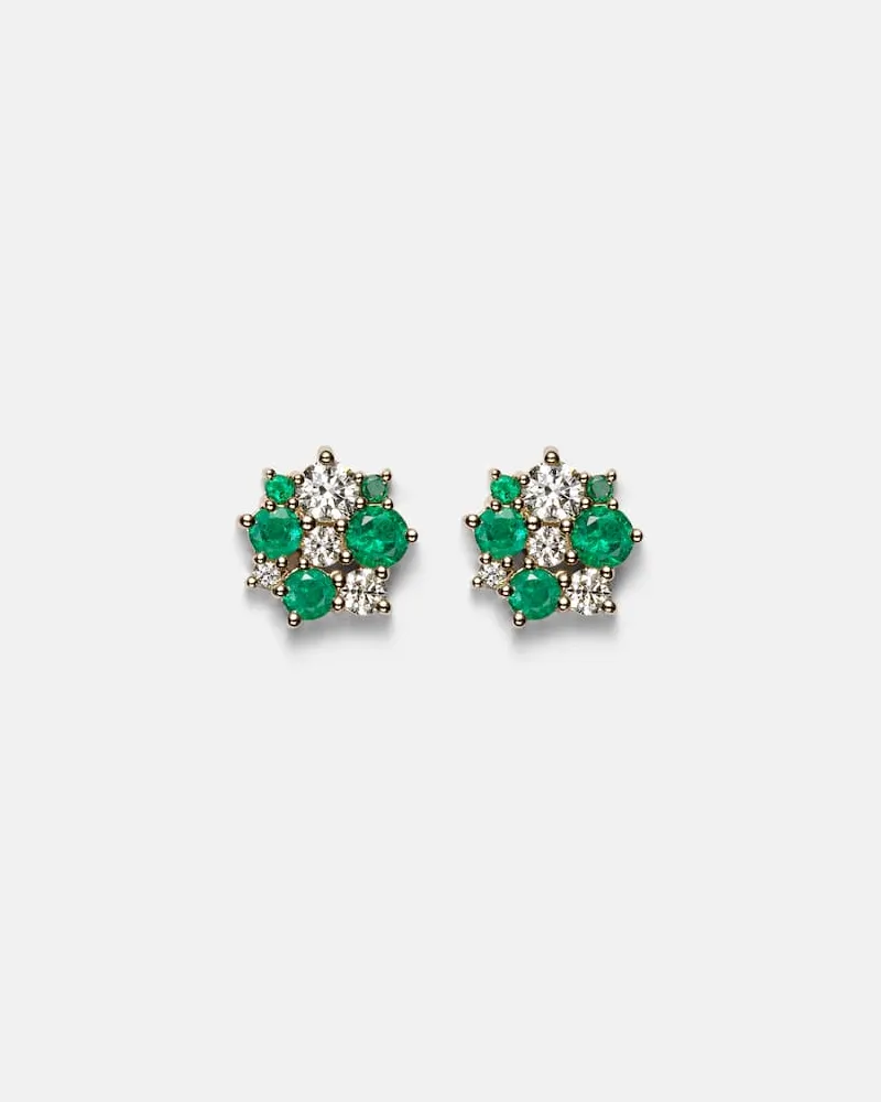 Sydney Evan Ohrringe Cocktail aus 14kt Gelbgold mit Diamanten und Smaragden Gold