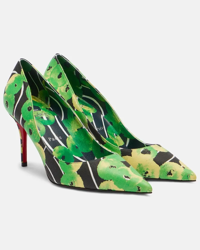 Christian Louboutin Bedruckte Pumps Miss Z 80 aus Satin Grün