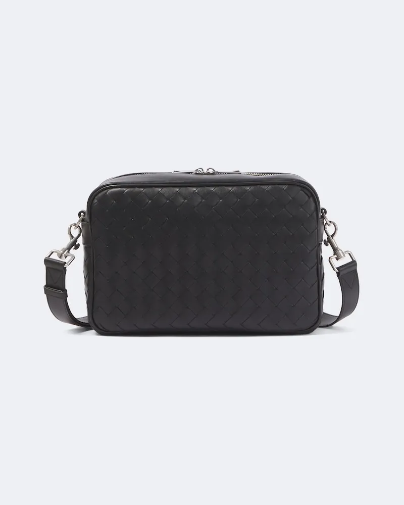 Bottega Veneta Schultertasche Intrecciato aus Leder Schwarz