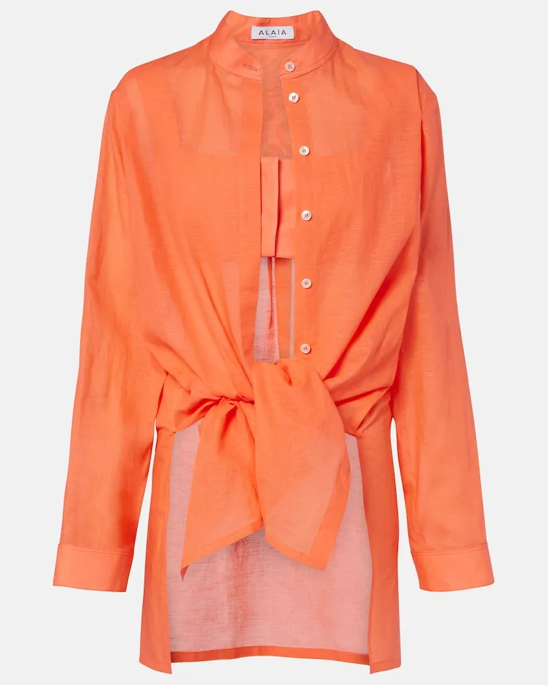 Alaïa Alaïa Hemd aus Baumwolle und Leinen Orange