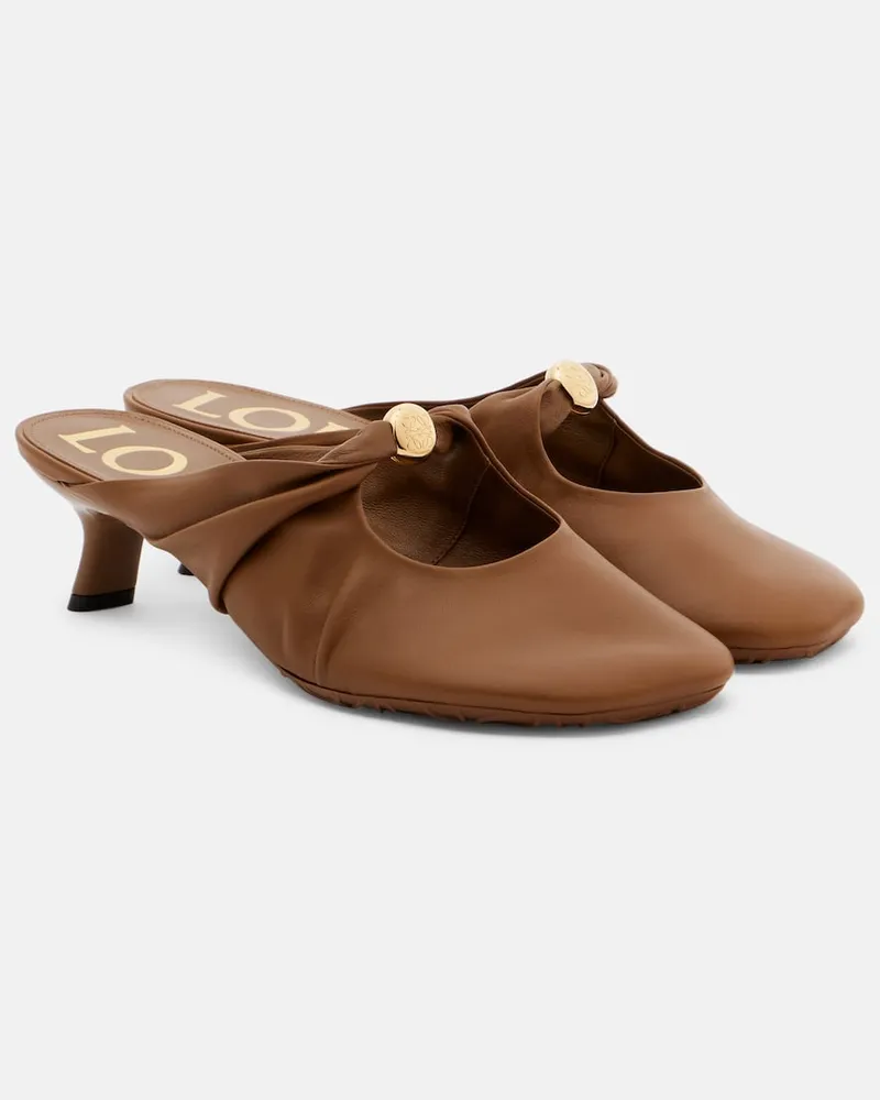 Loewe Mules Pebble 45 aus Leder Braun