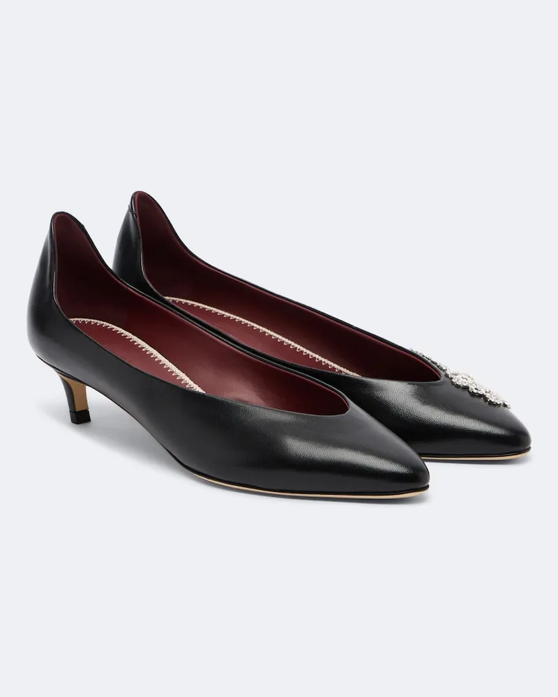 Magda Butrym Verzierte Pumps aus Leder Schwarz