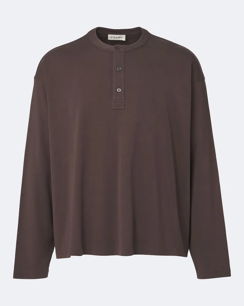 Frame Denim Henley-Top aus Baumwolle Braun