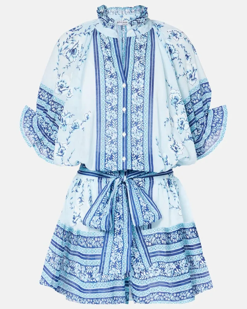 Juliet Dunn Bedrucktes Minikleid aus Baumwolle Blau