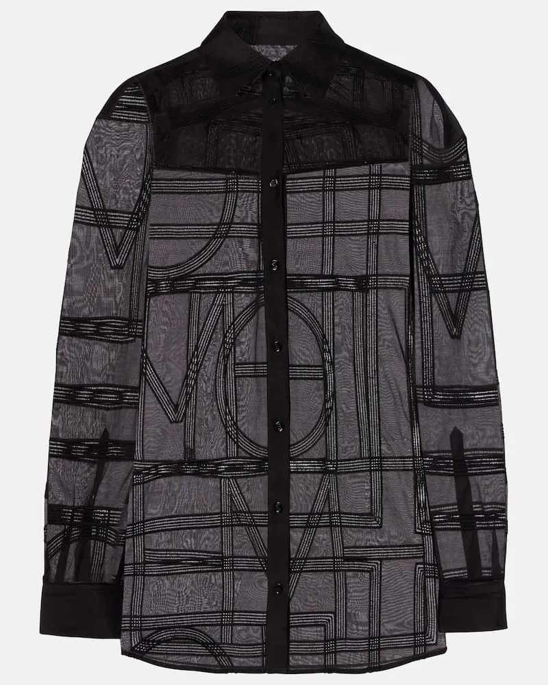 Totême Besticktes Hemd aus Voile Schwarz