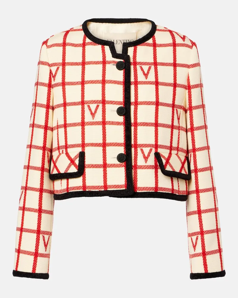 Valentino Garavani Jacke VLogo aus Wolle und Baumwolle Beige