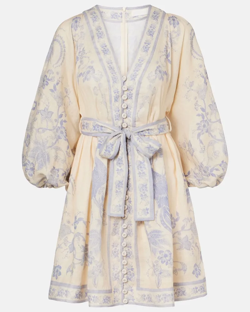 Zimmermann Minikleid Indra aus Leinen Weiß