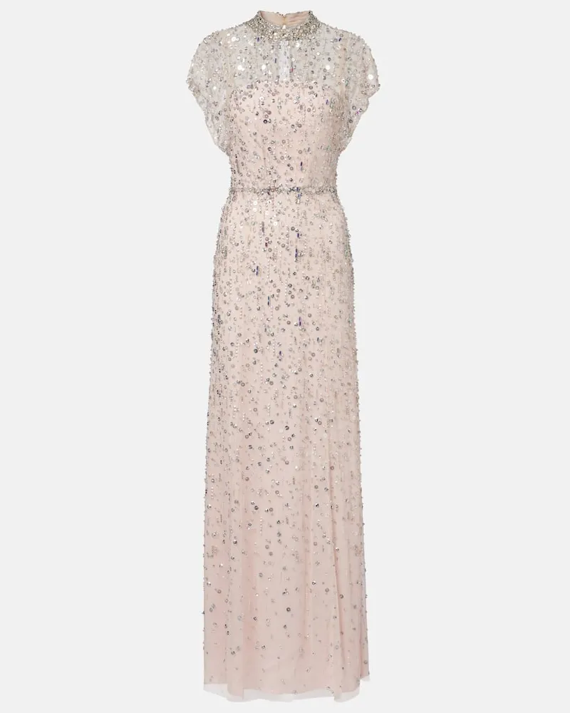 Jenny Packham Verzierte Robe Crystal Drop Rosa