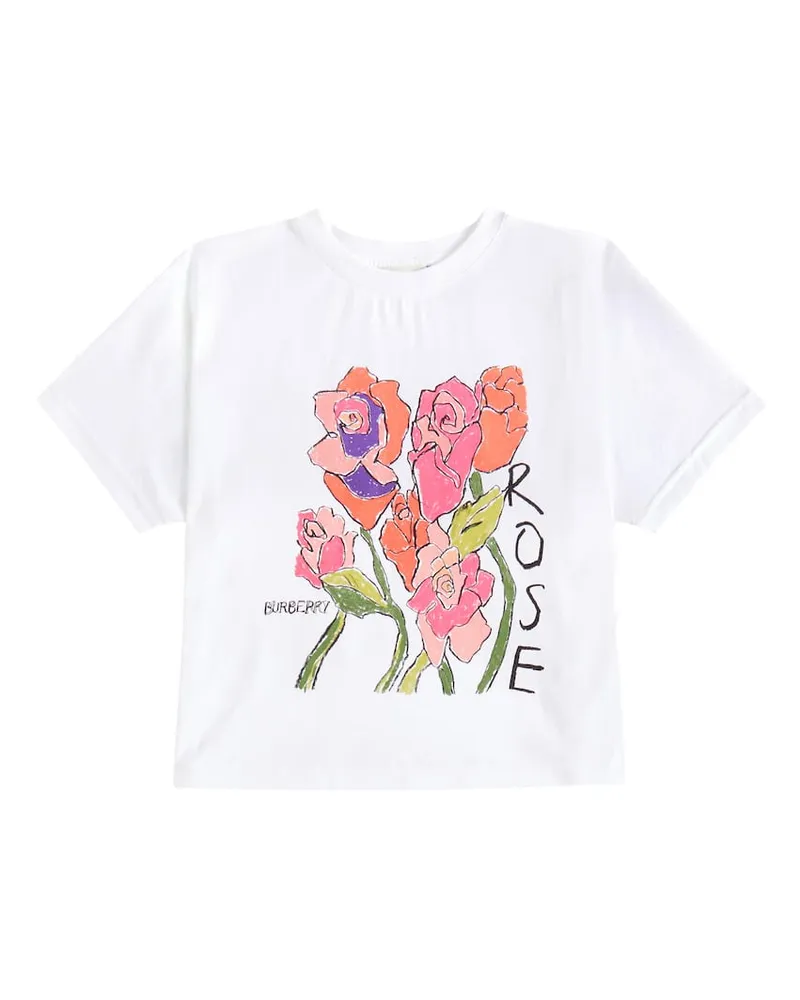 Burberry Bedrucktes T-Shirt aus Baumwoll-Jersey Weiß