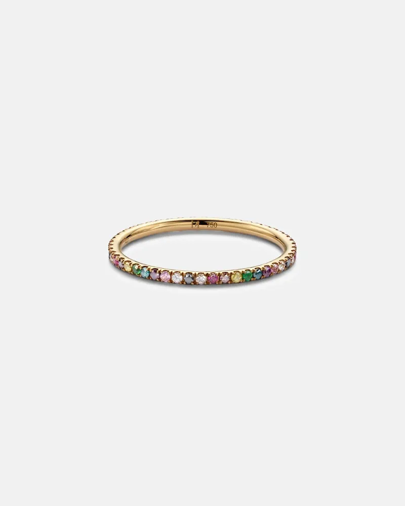 Ileana Makri Ring aus 18kt Gelbgold mit Edelsteinen Multicolor