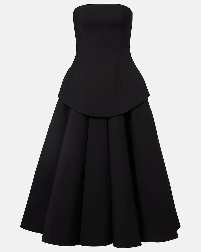 Solace London Midikleid Ada aus Crêpe Schwarz