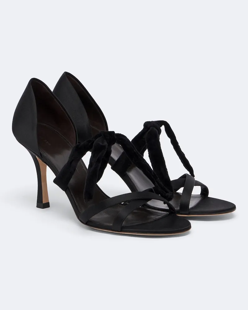 The Row Sandalen Ella aus Satin mit Samt Schwarz