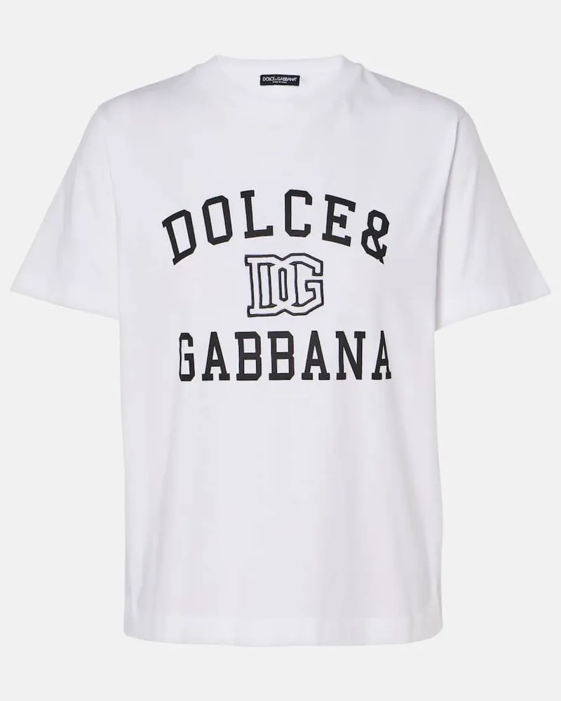 Dolce & Gabbana T-Shirt aus Baumwoll-Jersey Weiß