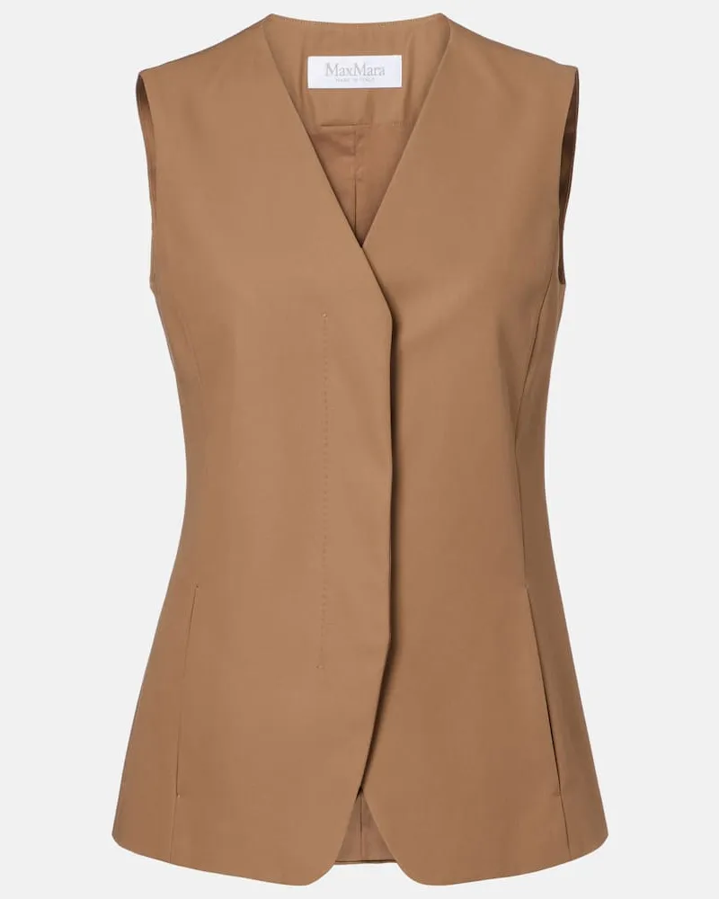 Max Mara Weste aus Baumwoll-Twill Braun