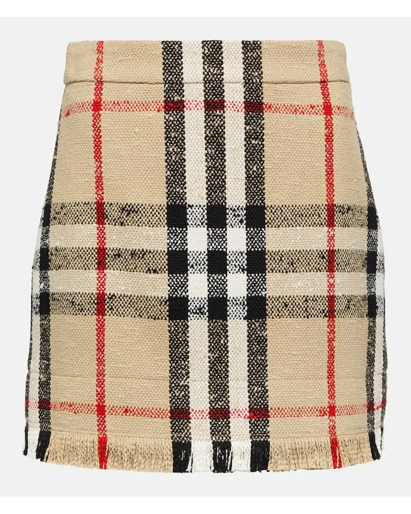 Burberry Minirock  Check aus einem Baumwollgemisch Beige