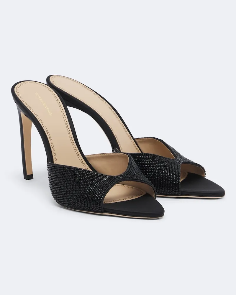Victoria Beckham Verzierte Pantoletten Harlow aus Satin Schwarz